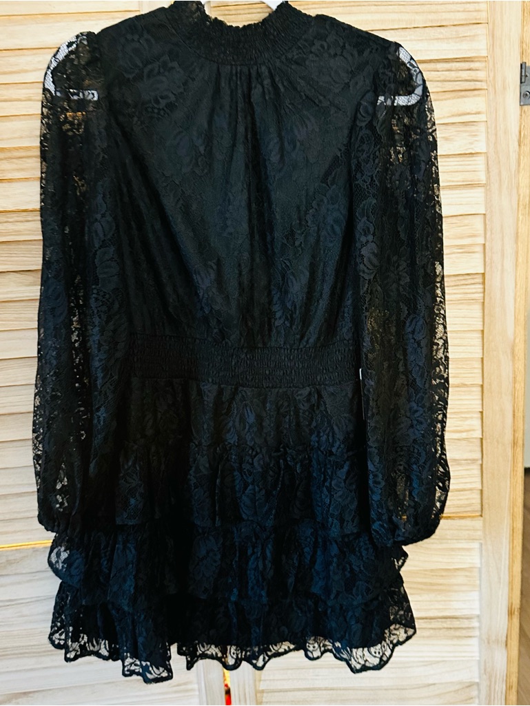 Express Black Lace Long-Sleeve Mini Dress Nwt